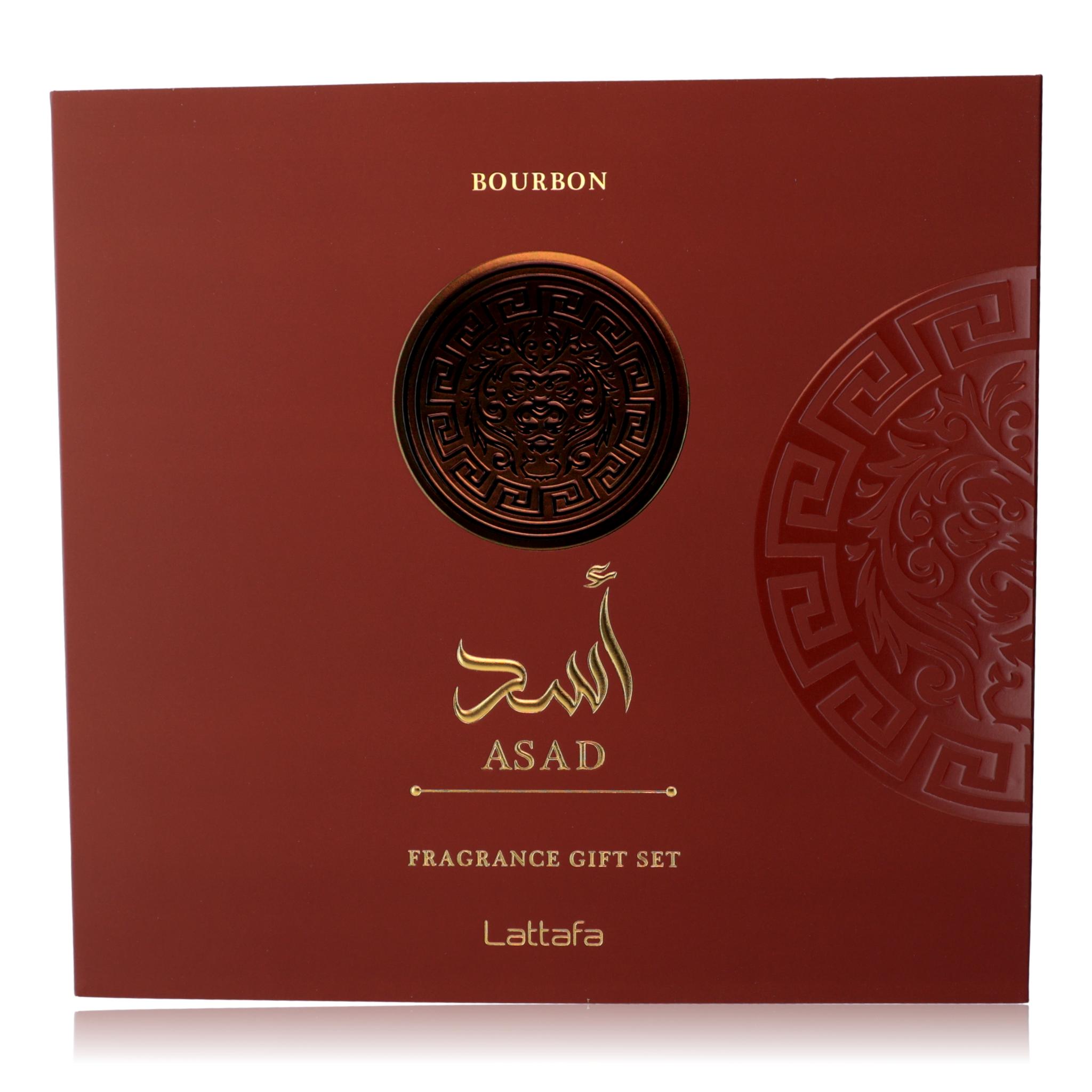 Asad Bourbon by Lattafa, 3 Piece Gift Set for Men