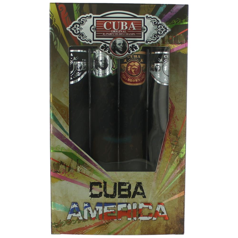 Cuba America by Cuba, 4 Piece Gift Set men with Black, Grey, Green & Brown