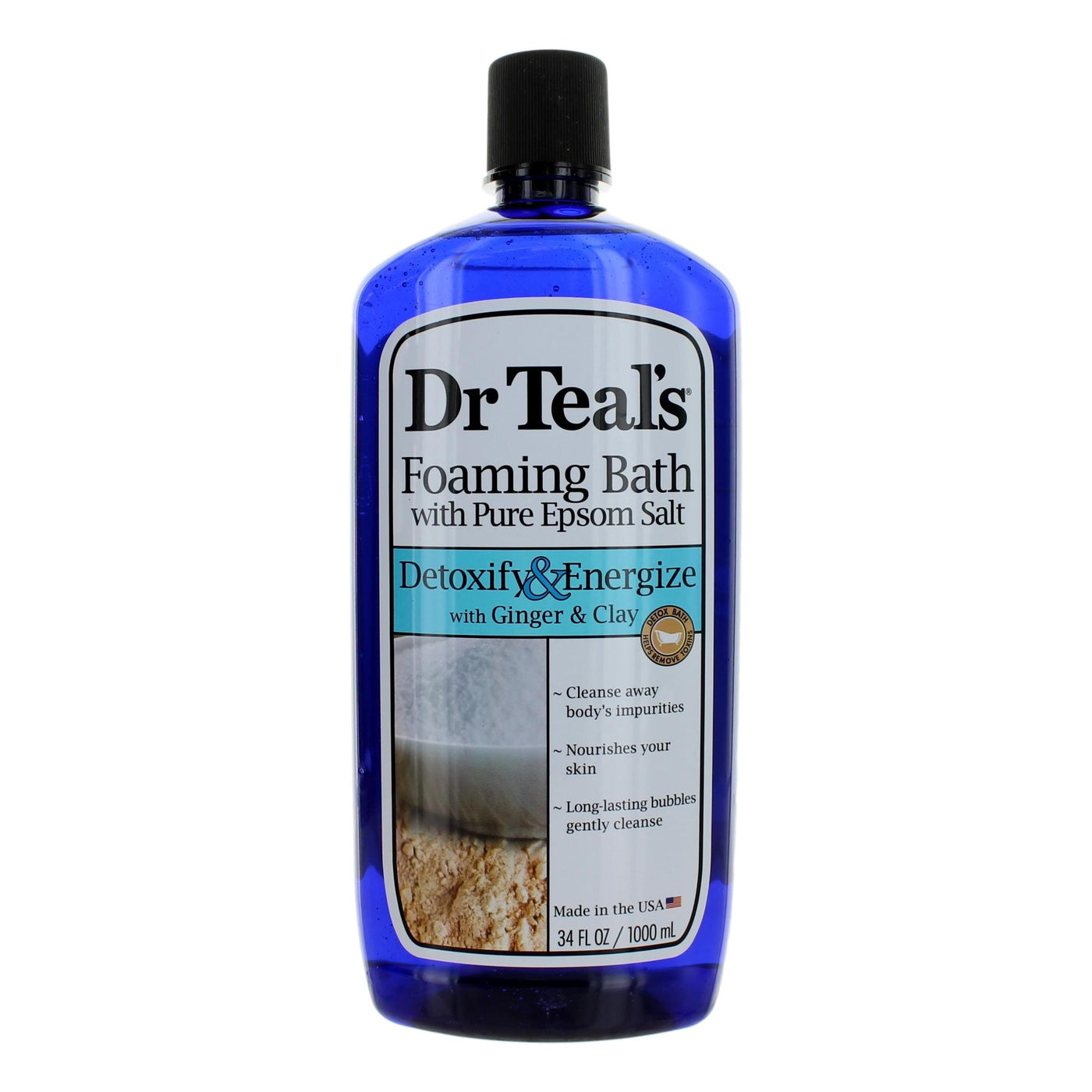 Detoxify & Energize with Ginger & Clay by Dr. Teal's, 34oz Foaming Bath Soap