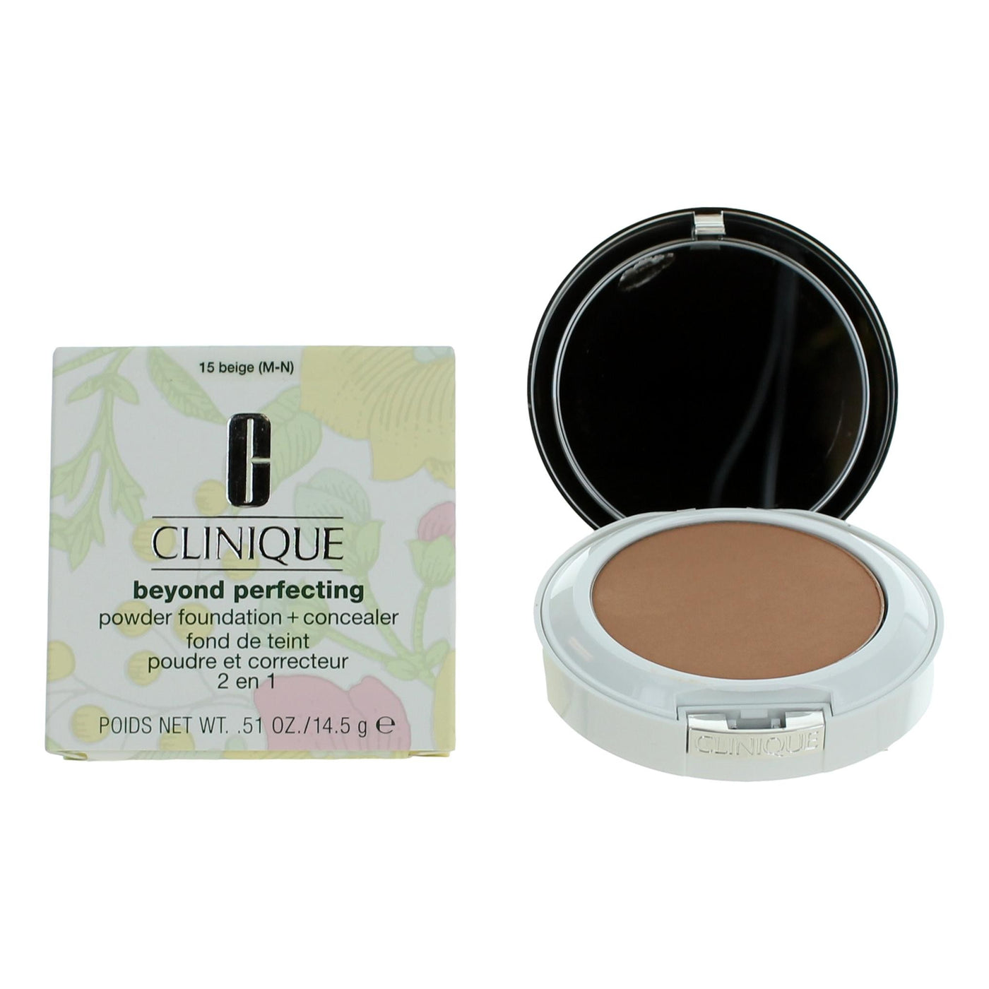 Clinique Beyond Perfecting by Clinique, .51 oz Powder Foundation + Concealer- 15 Beige